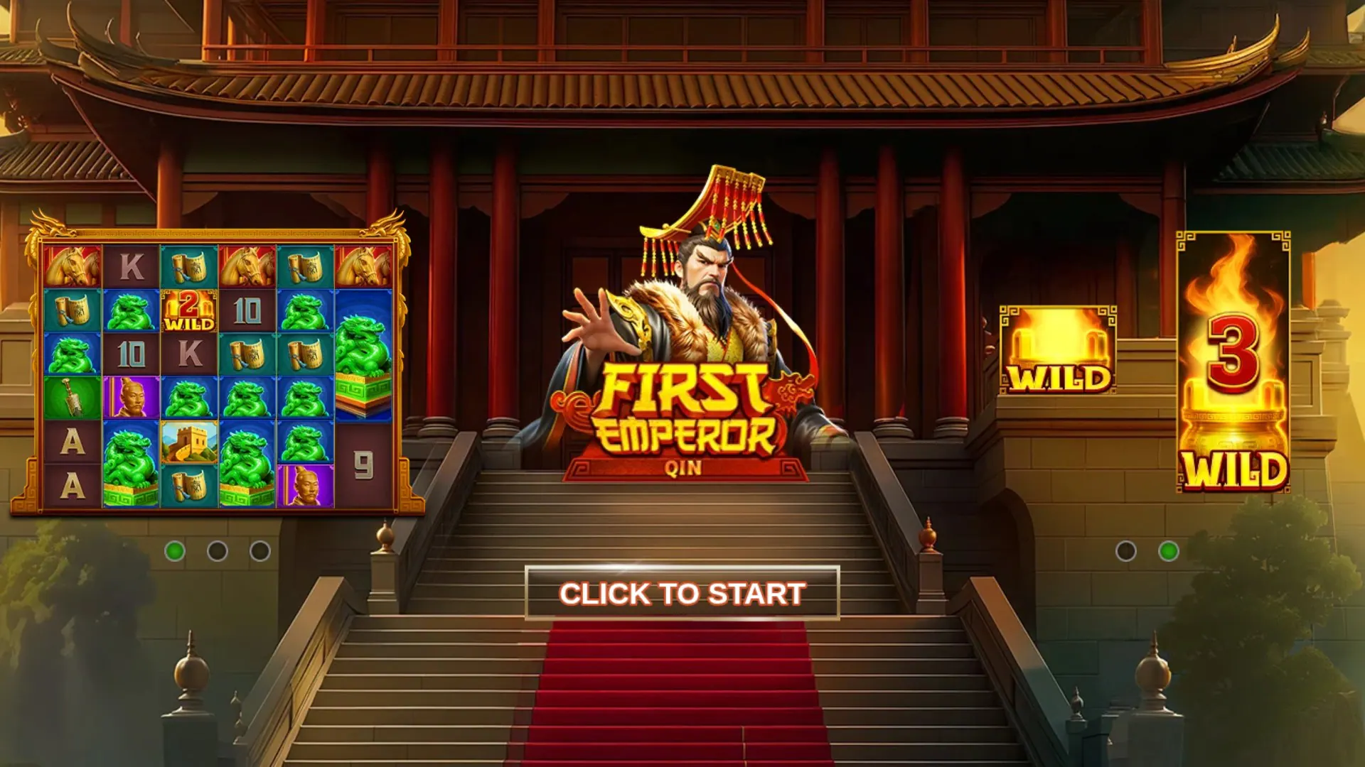 First Emperor: Qin start screen with game features