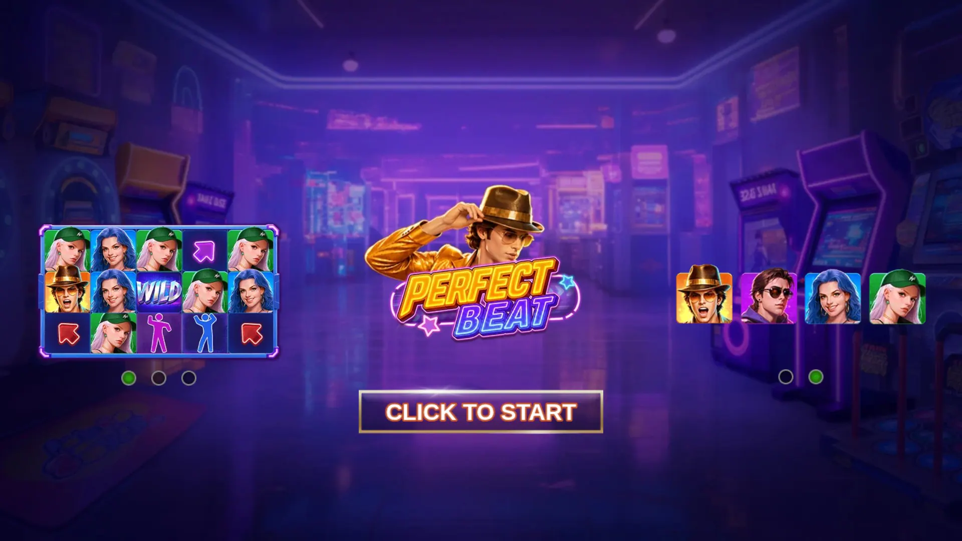 Perfect Beat start screen with game features